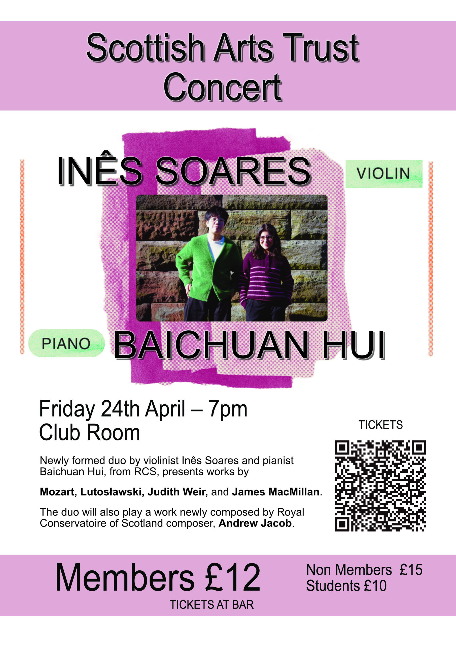 Scottish Arts Club - Inês Soares, violin & Baichuan Hui, piano